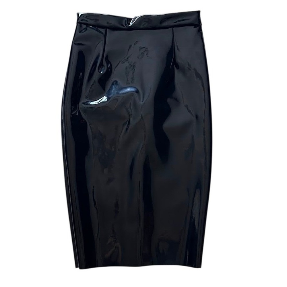 MESHKI‎ Black Patent Vinyl Midi Pencil Skirt Size Small - Picture 2 of 6